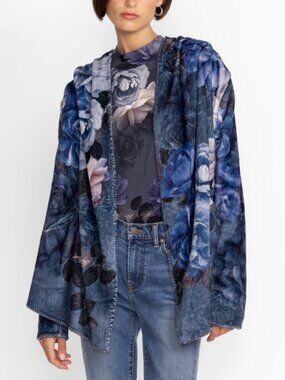 NWOT Johnny Was Biya Sherpa Cardigan Jacket, Grey Peony, Large